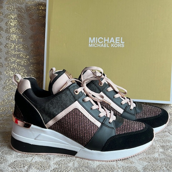 MK Michael Kors Glitter Georgie Trainer Wedge Sneaker
